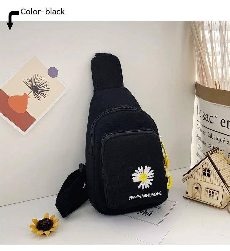 Chest Bag Spring And Summer Creative Style Shoulder Sesame Street Wrinkled Chrysanthemum Wear Resistant Messenger