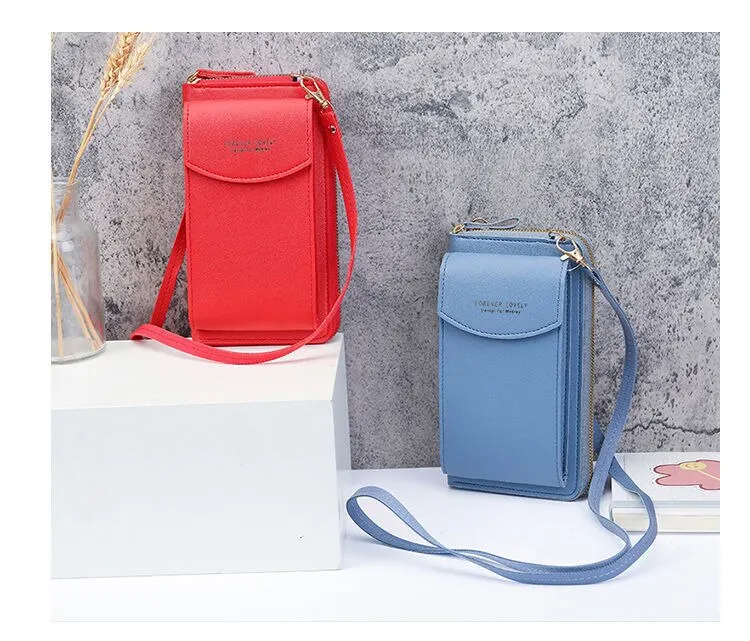 Fashion Single Shoulder Crossbody Cell Phone Bag Mini Versatile Satchel Multi Card Position Card Bag Keycase Female
