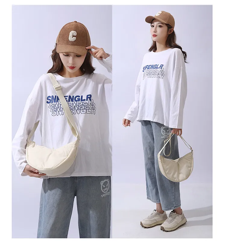 Simple Design Women's Messenger Bag Fashion Ladies Nylon Hobos Small Shoulder Bags Vintage Female Girls Purse Cloth Handbags