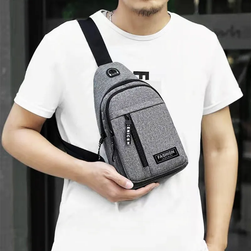Men's Bag Solid Color Men's Chest Bag Outdoor Casual Fashionable Small Satchel