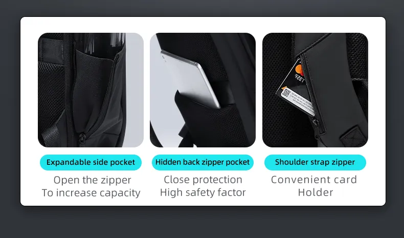 Men Backpack Business Expandable Multifunctional Anti-theft Waterproof Laptop TSA Keyless Backpacks Hard Shell USB Charging Bag