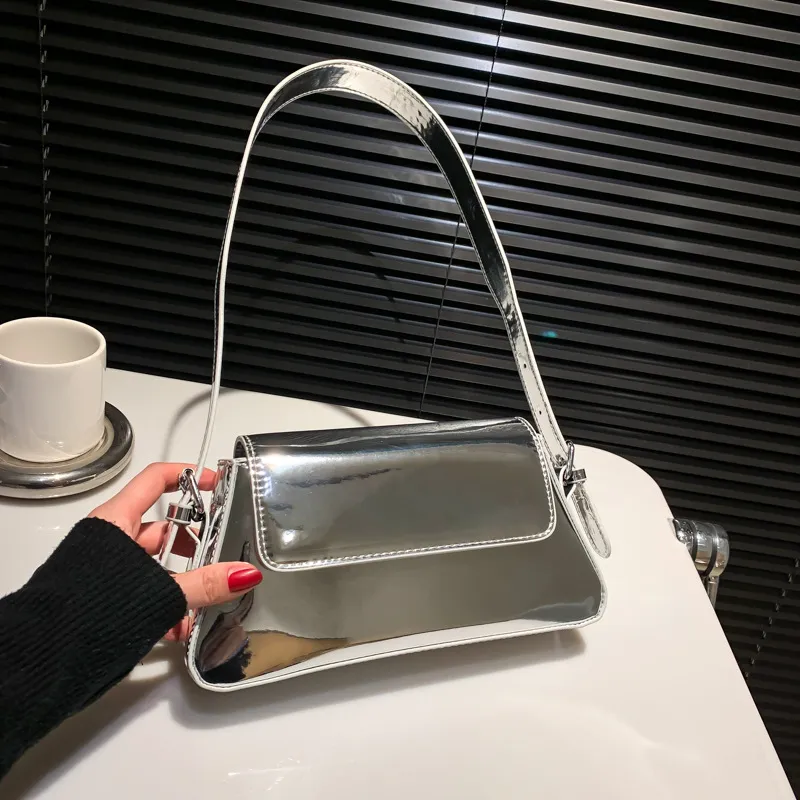 2023 Brand Luxury Designer Laser Women Armpit Bag Silver Chic Female Shoulder Bags Party Clutches Trend Lady Purses And Handbags