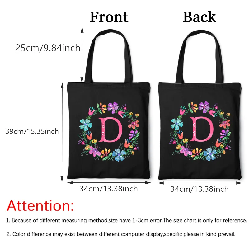 Personalized Custom Name Tote Shopping Denim Bag Travel Pouch Large Fashion Women's Handbag Eco Teacher Bridesmaid Gift