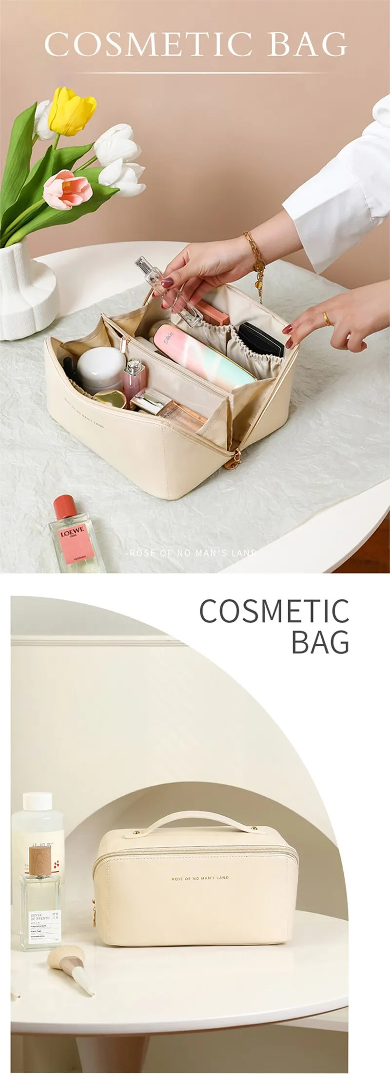 Fashion Large Capacity Portable Makeup Bag Women Cosmetic Bag Toiletries Organizer Female Storage Makeup Cases
