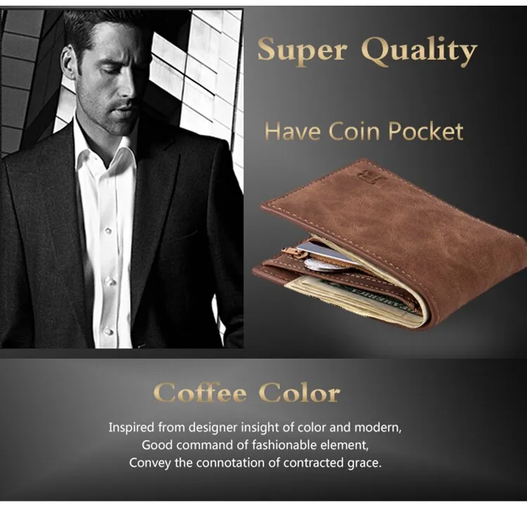 Mens Short Wallet Fashion Light Face Soft Leather Mens Horizontal Multifunctional Wallet