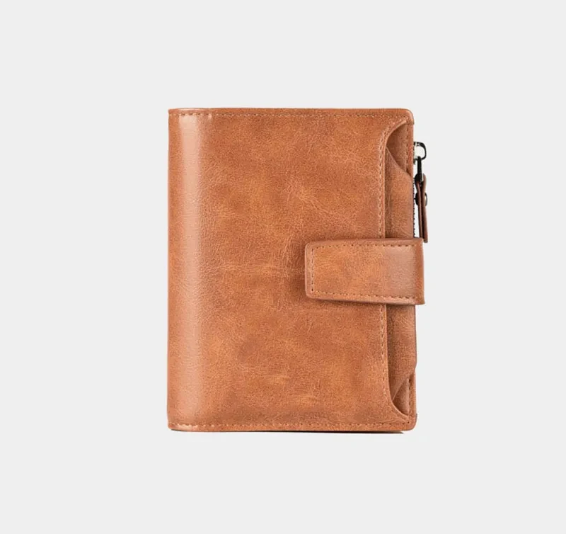 2021 Fashion Men's Coin Purse Wallet RFID Blocking Man Leather Wallet Zipper Business Card Holder ID Money Bag Wallet Male