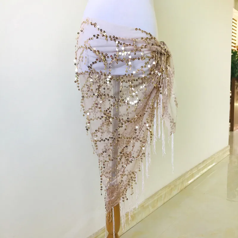 1PC Sequins Tassel Belly Dance Belt Show Costumes Belly Dance Hip Scarf for Women Thailand/India/Arab Dance Skirt Waist Chain