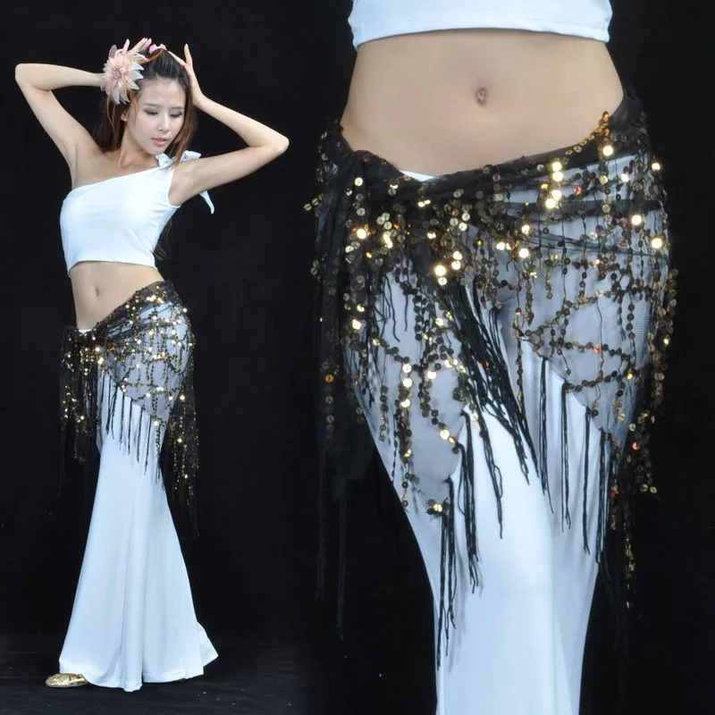 New Style Belly Dance Costumes Sequins Tassel Belly Dance Belts Hip Handkerchief Belts For Women