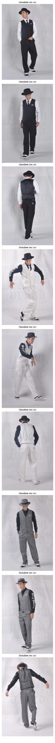 Hip Hop suit locking vest machine dance Clothing Vest + pants Popping Street Dance performance suit men street dance Stage suits