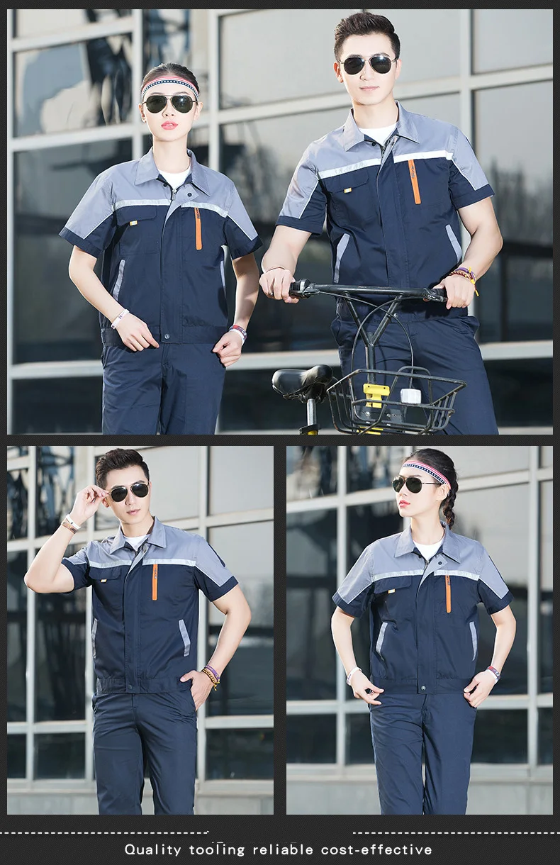 Summer Work Clothes Men Women Working Coveralls Reflective Thin Breathable Factory Workshop Uniforms Car Repair Workwear Suit