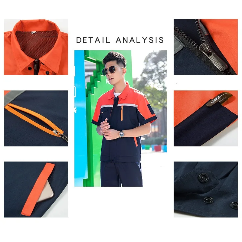 Summer Work Clothes Men Women Working Coveralls Reflective Thin Breathable Factory Workshop Uniforms Car Repair Workwear Suit