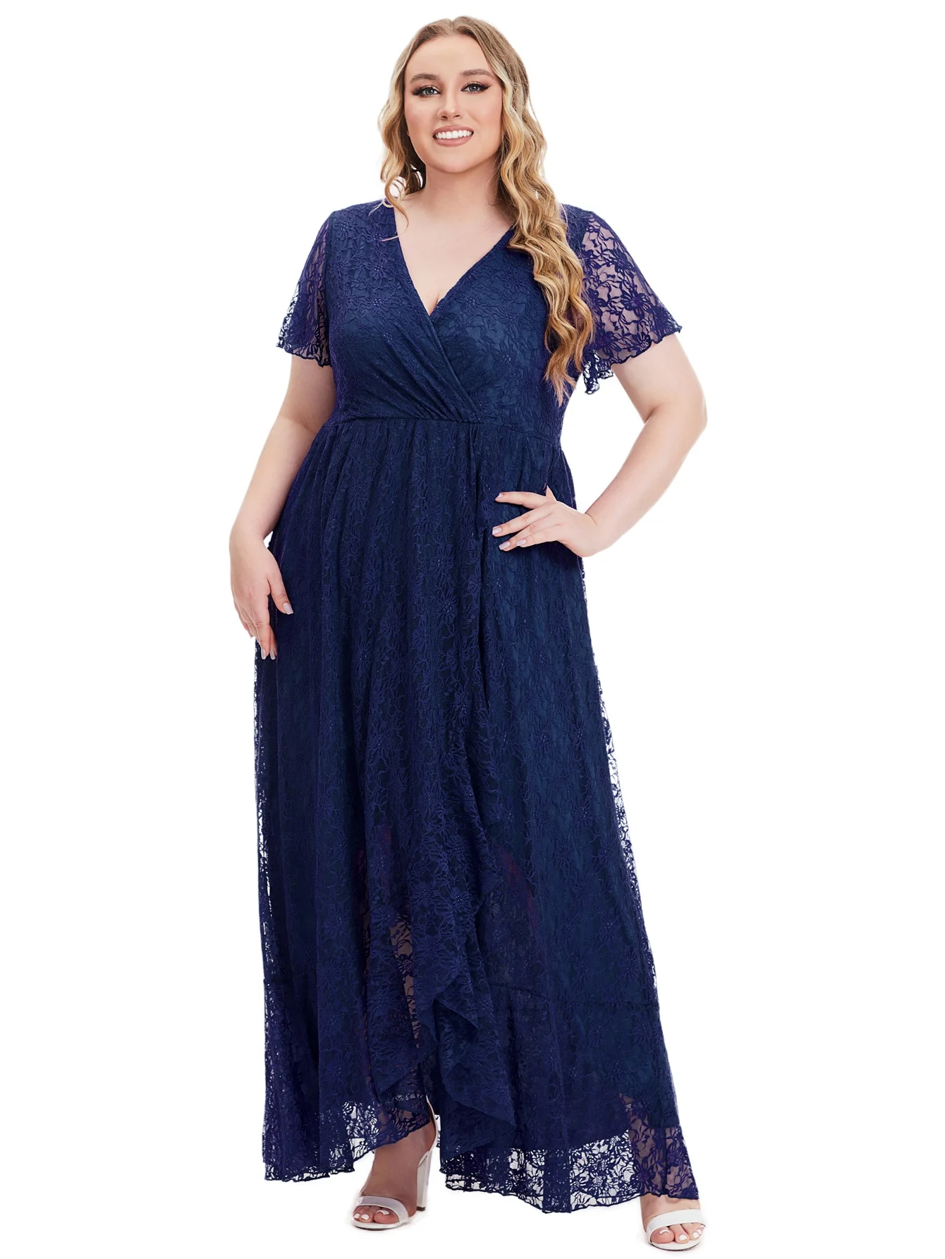 Plus Size High Quality Elegant Evening Party Wedding Lace Dresses For Women