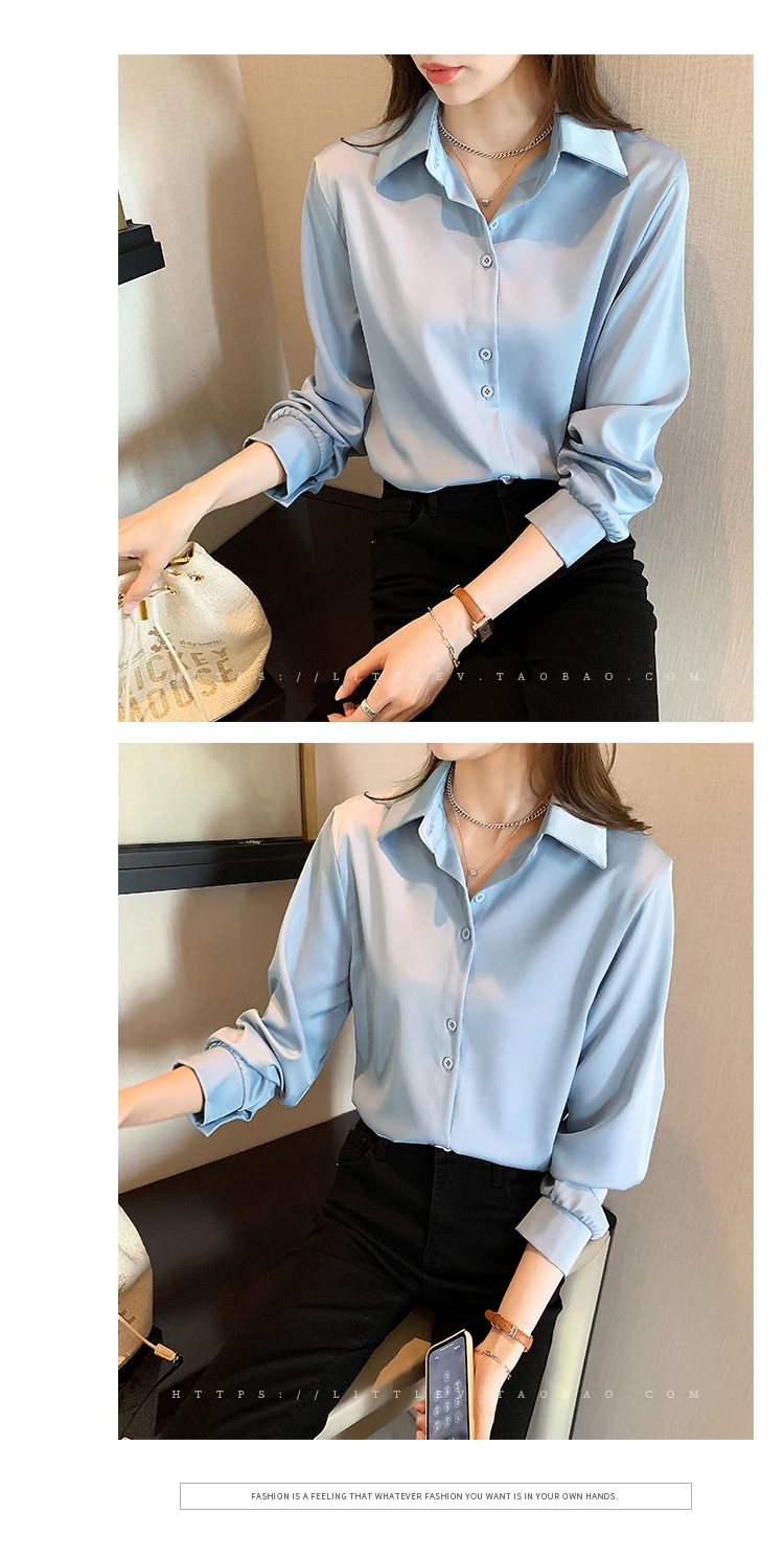 Plus Size Shirts Spring Summer Fashion Female Long Sleeve Loose Solid Blouse Tops Casual Chiffon Shirt Women Office Lady Shirts