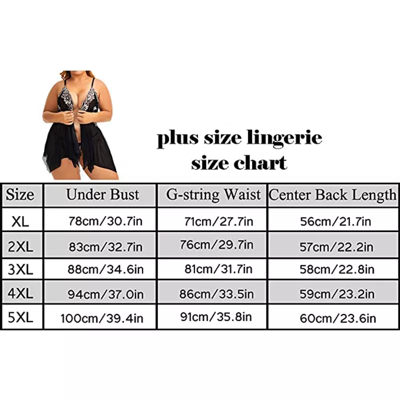 Plus Size Lingerie for Women Sleepwear Set Lace Babydoll Chemise V Neck Nightgown Sexy  Nightdress Maternity Negligee S-5XL