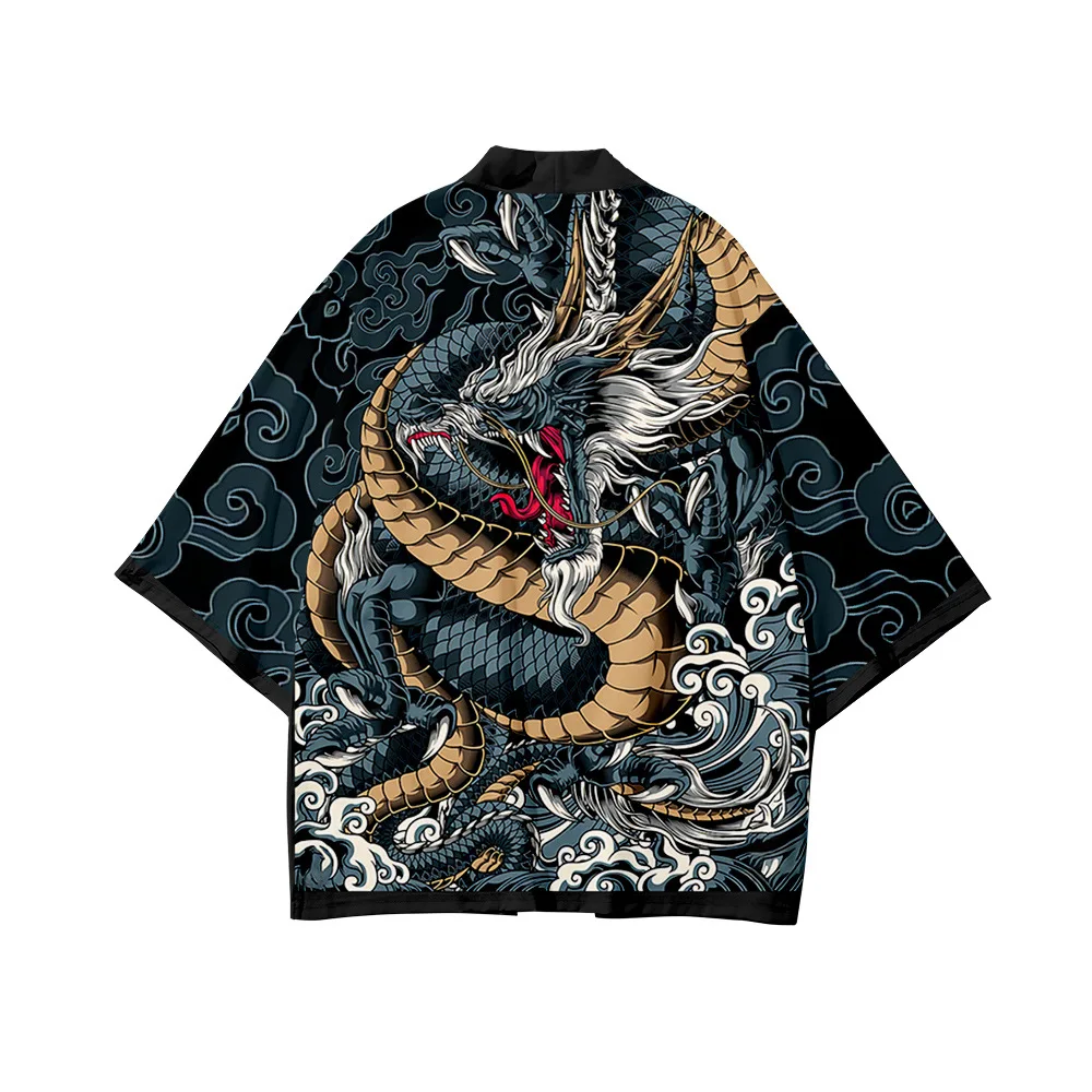 Demon Print Japanese Anime Kimono Asian Clothing - Unique and Striking Fashion Haori Perfect for Cosplay or Dressing Up