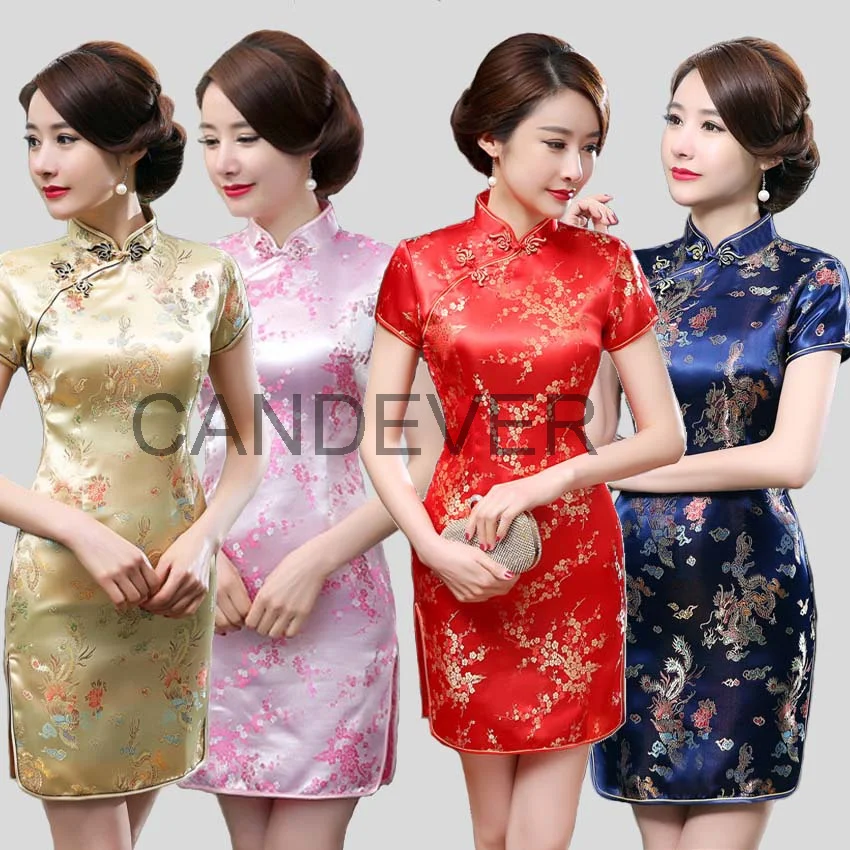 Chinese Traditional Dress Hanfu Cotton Qipao Dresses For Women Wedding Classic Women Satin Cheongsam Oriental Bride Party Gown