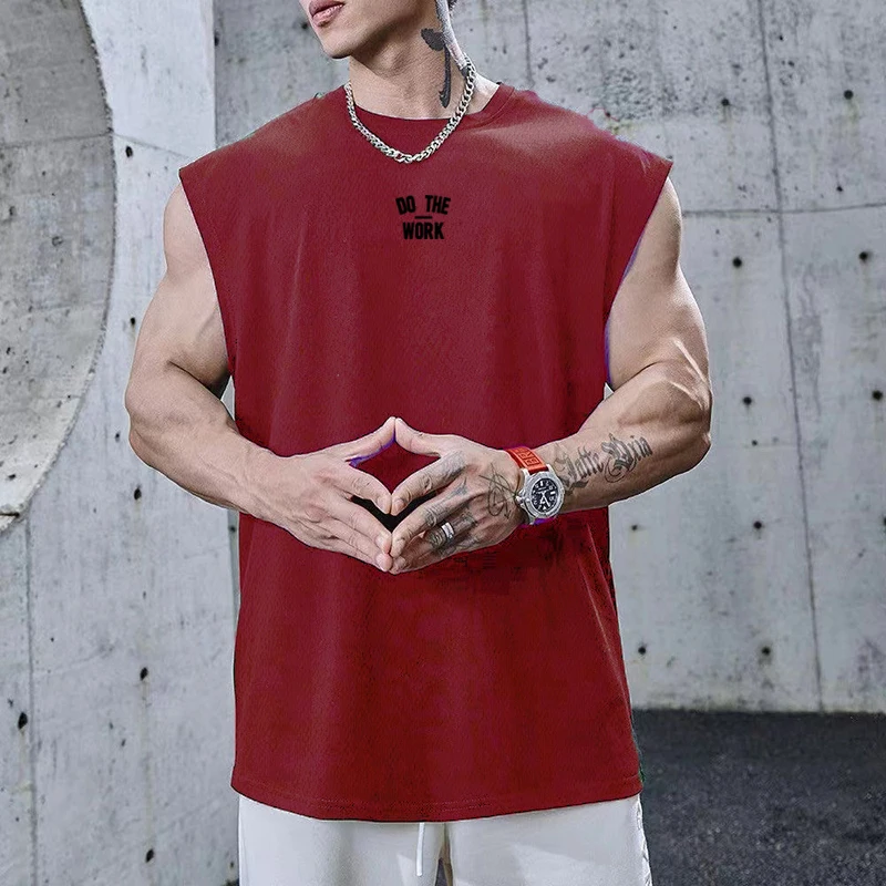 Men's Summer Quickly-dry Tank Top Breathable Casual  Loose Fitness Sports Sleeveless Shirt Bodybuilding Printed Undershirt